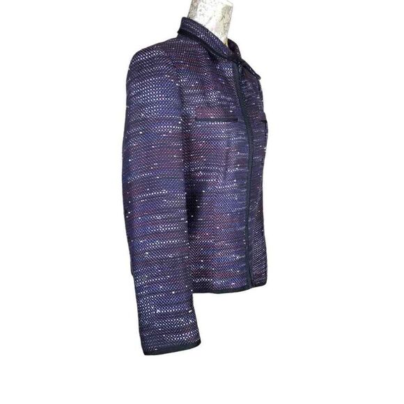 Sag Harbor Shades of Purple Soft Tweed Lightweight Cropped Zip Up Jacket - Picture 2 of 10